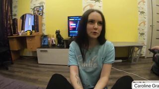 stepsister blows dick, has filthy talk and drinks cum