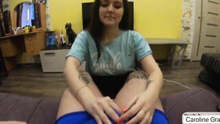 stepsister blows dick, has filthy talk and drinks cum