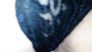 Nailed from behind and cum on her ebony lingerie