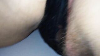 Nailed from behind and cum on her ebony lingerie