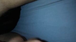 Nailed from behind and cum on her ebony lingerie