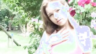 Blonde barely legal grind her clitoris inside outside sex tape