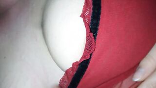 I cum on her face and the sperm flows down her cheek