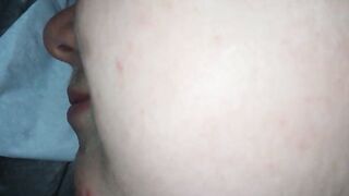 I cum on her face and the sperm flows down her cheek