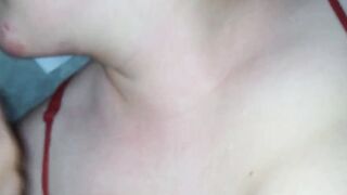 I cum on her face and the sperm flows down her cheek