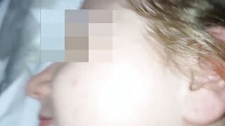I cum on her face and the sperm flows down her cheek
