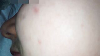 I cum on her face and the sperm flows down her cheek