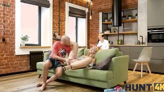 HUNT4K. Skank blonde has anal sex with stranger