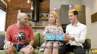 HUNT4K. Skank blonde has anal sex with stranger