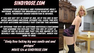 Sindy Rose fucking long wax candle and anal prolapse