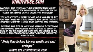 Sindy Rose fucking long wax candle and anal prolapse