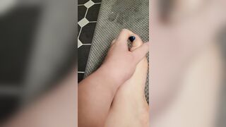 BBW Slides Expensive Lotion On Foot
