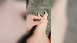 BBW Slides Expensive Lotion On Foot