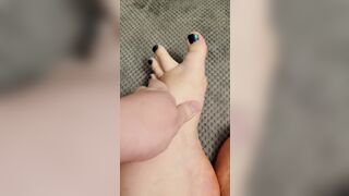 BBW Slides Expensive Lotion On Foot