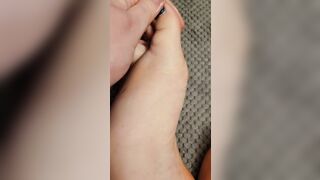 BBW Slides Expensive Lotion On Foot