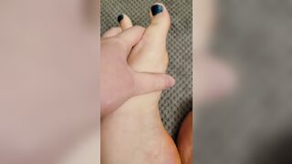 BBW Slides Expensive Lotion On Foot