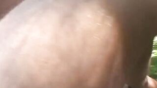 Dark Haired give turf job and riding penis public