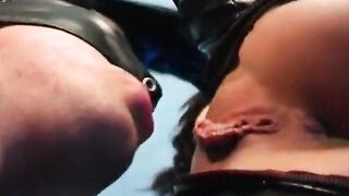 Rubber domina takes lusty stud's rough penis up her booty