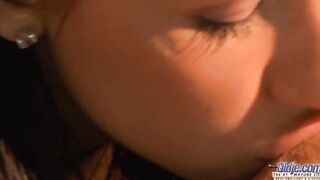 Older man gets oral sex from young dark hair and fucks her vagina