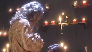 Vulgar bitch gets screwed rough into church