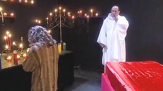 Vulgar bitch gets screwed rough into church