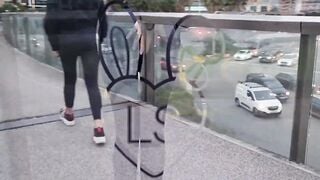 Cameltoe I wore tight yoga leggings ripped into outdoor Orgasm