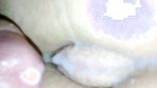 Cum on unshaved cunt from behind