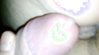 Cum on unshaved cunt from behind