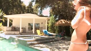 Lesbo Brett Rossi and Celeste Model into a pool tape.