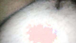 Cumming on purple pantie