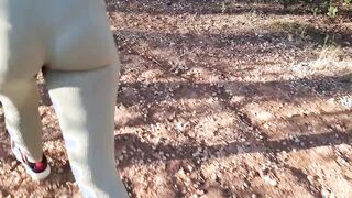 Bitch with incredible sexy body masturbates alone inside the nature