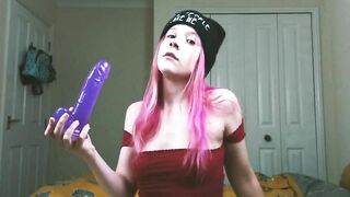 Amy loves her long purple sex toy