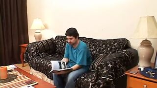2 studs strip 1 babe and make her suck their dicks