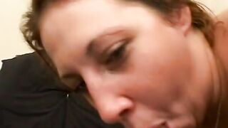 Pregnant cunt with mouth deep throats man's dick on her bed