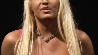 Big Boobed blonde finger fucked her snatch while masturbating solo