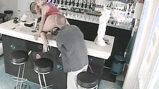 Vulgar Goddess getting her booty fuck after blowing cock on bar