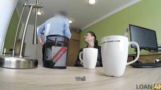 LOAN4K. Hot wants a new motorcycle and the clerk is ready