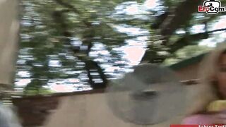 2 big boobed blonde babes share a huge penis into a FFM threesome
