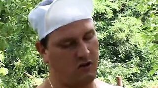Handsome chef knows how to treat this bbw lady on the field