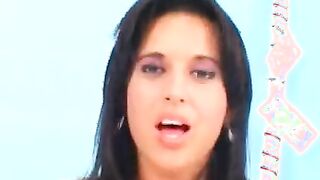 Dashing dark hair inside rubber panties gets fuck doggy style