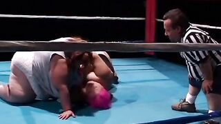 Fat dwarf sluts is shoving a sex toy into lesbo dwarf's cunt