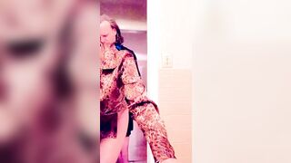 Satin Queen Sophia Into Leopard Print Satin Blouse Gets Plowed