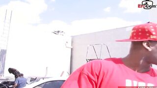 Big Tit dark haired gets a creampie on her silicone jugs from big black cock