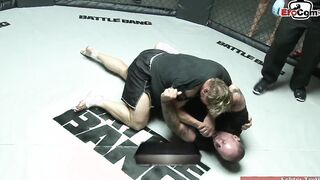 Chubby dark haired hoe with huge boobies fucks with a fighter