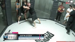Chubby dark haired hoe with huge boobies fucks with a fighter