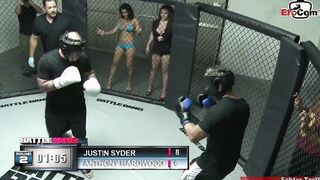 Bushy dark haired 18 yo with natural boobs fuck inside the boxing r