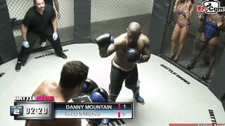Dark Haired thot with long hooters fucking a boxer into the ring