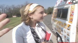 Skinny 18yo blonde college cunt with mouth pick up for vehicle sex