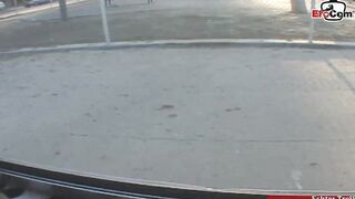 2 thin young college girls into a FFM threesome inside a vehicle
