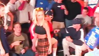 Nice fine booty babes inside frat room gets cum after amazing boned